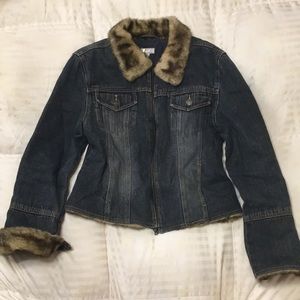 Super warm denim faux fur lined jacket